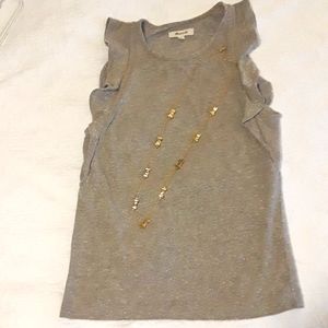 Madewell xs Tank grey w/gold shimmer and ruffles.